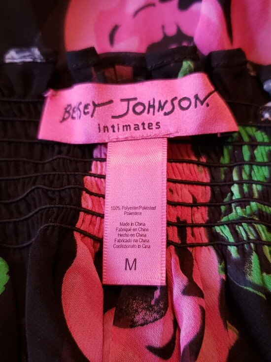 Vintage Betsey Johnson Slip Dress Y2K Black Floral Rose Jewelry Print Babydoll M - Picture 15 of 15